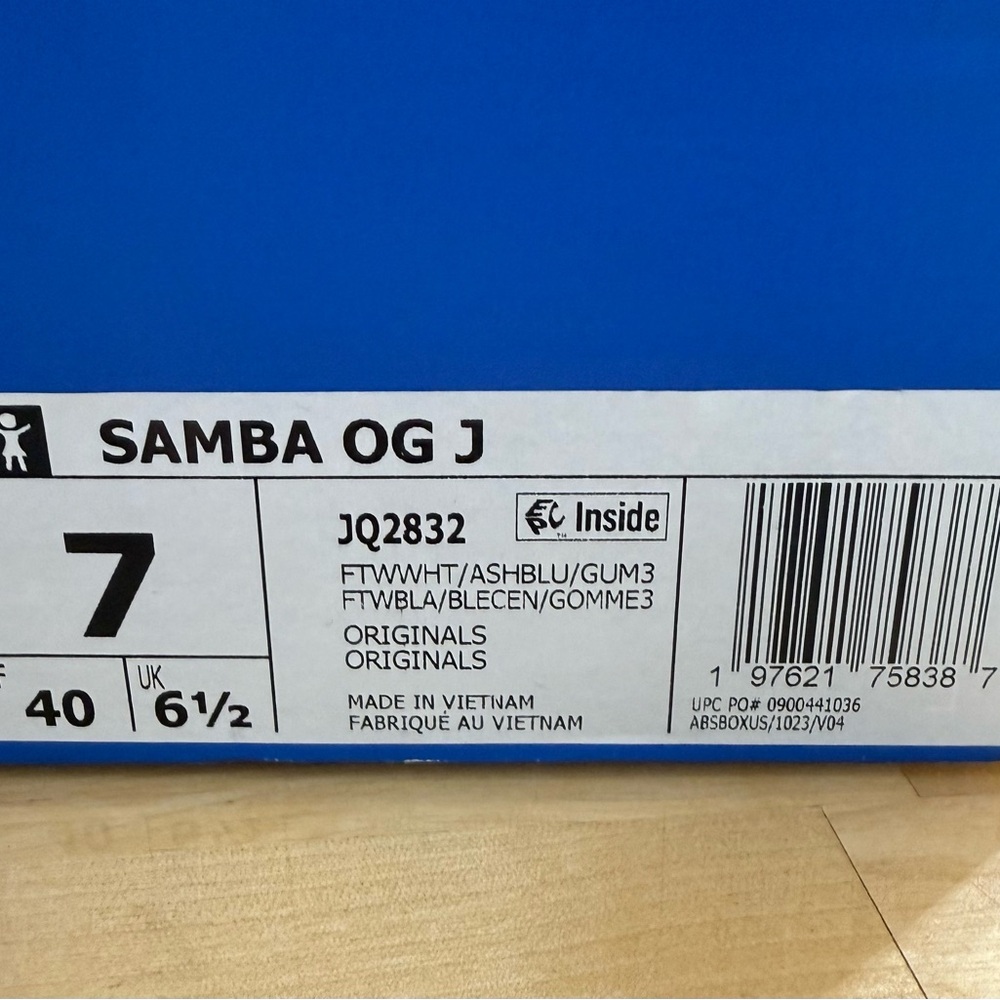 adidas Adidas Samba OG White Blue Gum Sole Sneakers | Youth 7Y / Women’s 8.5 NEW - Picture 5 of 12
